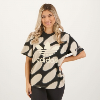 Camiseta Adidas Estampada Marimekko Feminina Preta