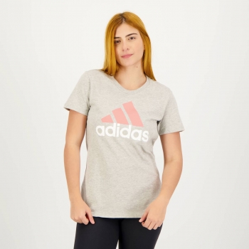 Camiseta Adidas Logo Feminina Cinza