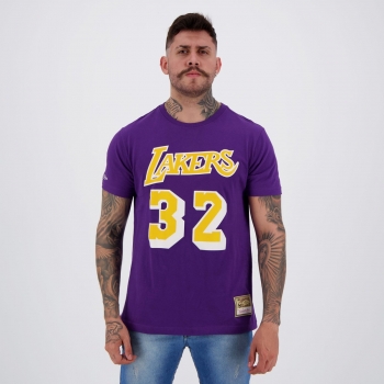 Camiseta Mitchell &amp; Ness NBA Los Angeles Lakers Johnson Roxa