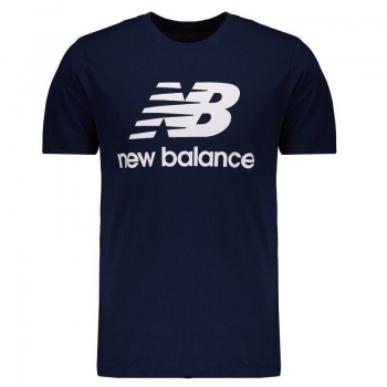 Camiseta New Balance Essentials Stacked Logo Marinho