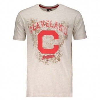 Camiseta New Era MLB Cleveland Indians Off White Mescla