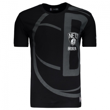 Camiseta New Era NBA Brooklyn Nets Preta e Cinza