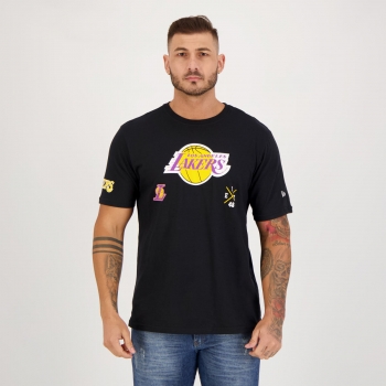 Camiseta New Era NBA Los Angeles Lakers Logos Preta