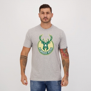 Camiseta New Era NBA Milwaukee Bucks Cinza Mescla