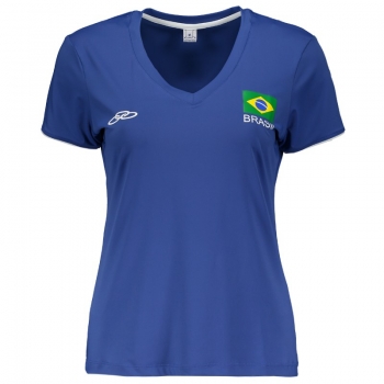 Camiseta Olympikus Brasil Vôlei CBV 2016 Feminina Azul