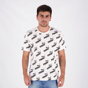 Camiseta Puma Amplified AOP Branca e Preta