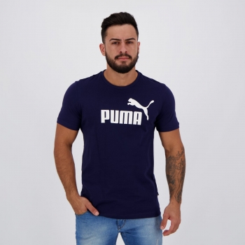 Camiseta Puma Essentials Marinho e Branca