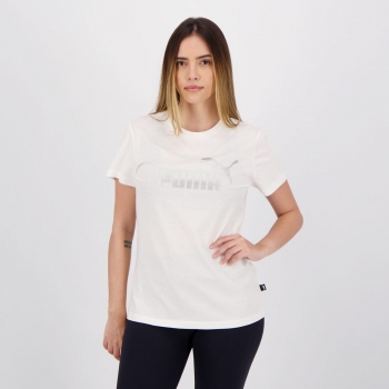 Camiseta Puma Essentials Metallic Logo Feminina Branca