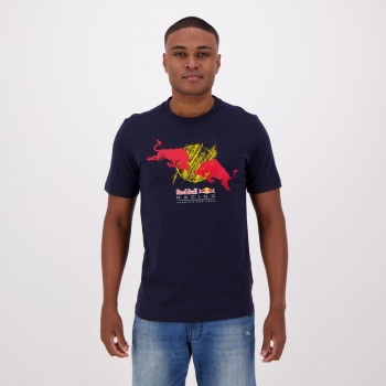 Camiseta Puma Red Bull Racing Double Logo Marinho