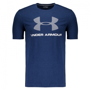 Camiseta Under Armour Sportstyle Logo Azul e Cinza