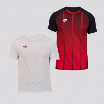 Kit Camisas Umbro e Lotto Branca e Vermelha