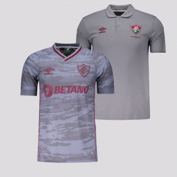 Kit Camisas Umbro Fluminense III 2021 + Polo Viagem 2020 Cinza
