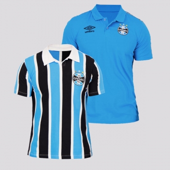 Kit de 2 Camisas Grêmio Retrô 1996 + Viagem 2021