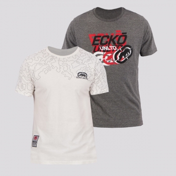 Kit de 2 Camisetas Ecko Basic Cinza e Branca