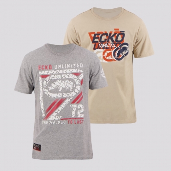 Kit de 2 Camisetas Ecko Start II Cinza e Bege