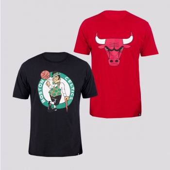 Kit de 2 Camisetas NBA Celtics e Bulls