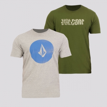 Kit de 2 Camisetas Volcom Verde e Cinza