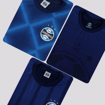 Kit de 3 Camisas Grêmio World Azul Marinho
