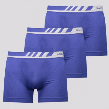 Kit de 3 Cuecas Boxer Lupo Especial Microfibra Azul