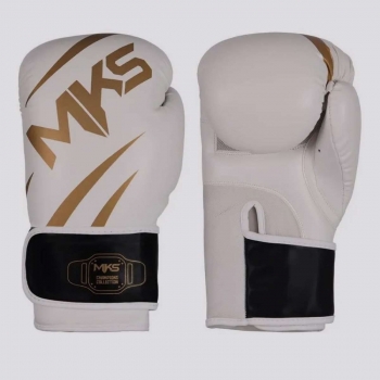 Luva de Boxe MKS New Champion III Branca e Dourada