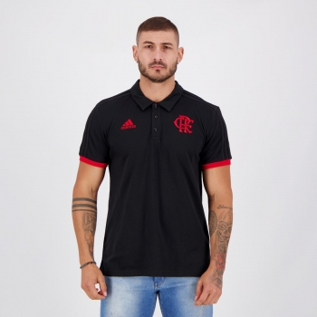 Polo Adidas Flamengo Three Stripes Preta