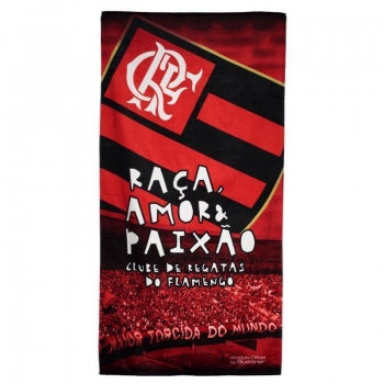 Toalha de Banho Bouton Veludo Flamengo Vermelha