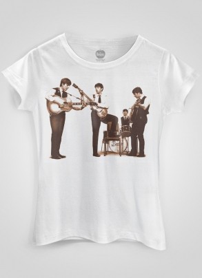 Camiseta Feminina The Beatles Picture Sepia
