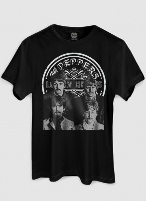 Camiseta Masculina The Beatles Sgt Pepper´s P&B