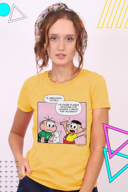 Camiseta Feminina Turma da Mônica Chega de Planos Infalíveis