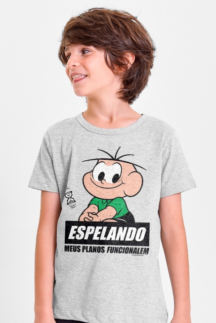 Camiseta Infantil Turma da Mônica Cebolinha Espelando