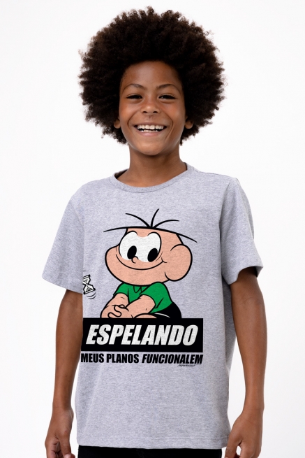 Camiseta Infantil Turma da Mônica Cebolinha Espelando