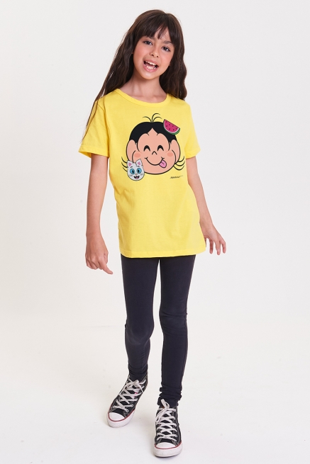 Camiseta Infantil Turma da Mônica Emoji que Ama Melancia