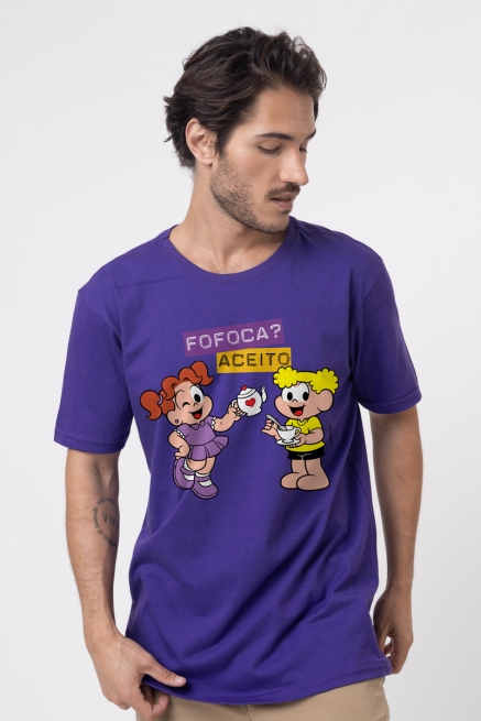 Camiseta Masculina Turma da Mônica Fofoca Aceito