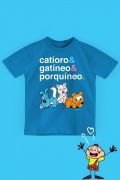 Camiseta Infantil Turma da Mônica Catíoro & Gatíneo & Porquíneo
