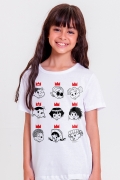 Camiseta Infantil Turma da Mônica Donas da Rua Rostinhos