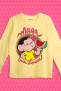 Camiseta Manga Longa Infantil Turma da Mônica Maga Sua Louca