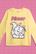 Camiseta Manga Longa Infantil Turma da Mônica Mingau Dormindo