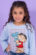 Camiseta Manga Longa Infantil Turma da Mônica Sansão e Mônica Abraço