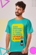 Camiseta Masculina Turma da Mônica Do Contra Levanta a Mão