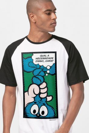 Camiseta Raglan Masculina Turma da Mônica Ícones Pop Art