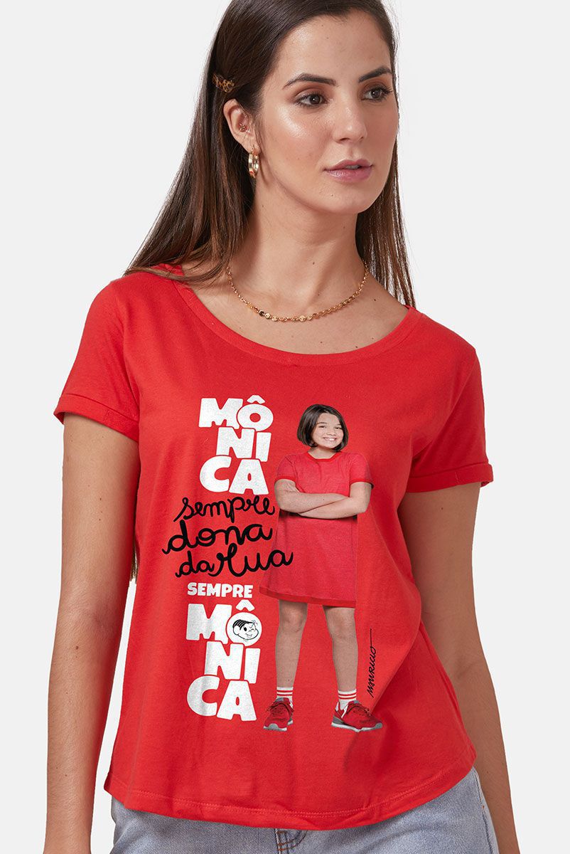 Camiseta Feminina Turma da Mônica Laços Mônica Sempre Dona da Rua