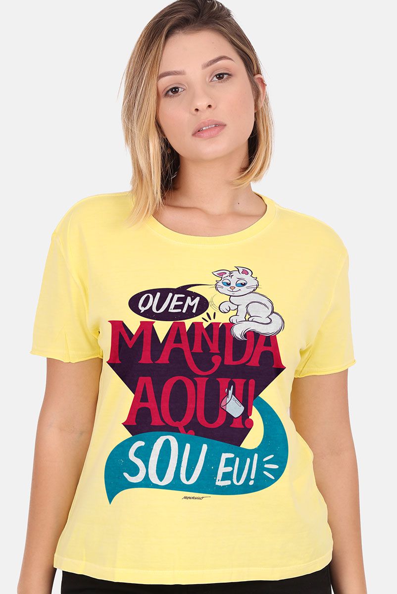 Camiseta Feminina Turma da Mônica Mingau Quem Manda aqui sou Eu!