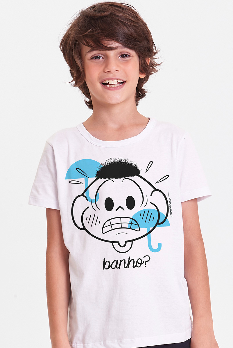 Camiseta Infantil Turma da Mônica Banho?
