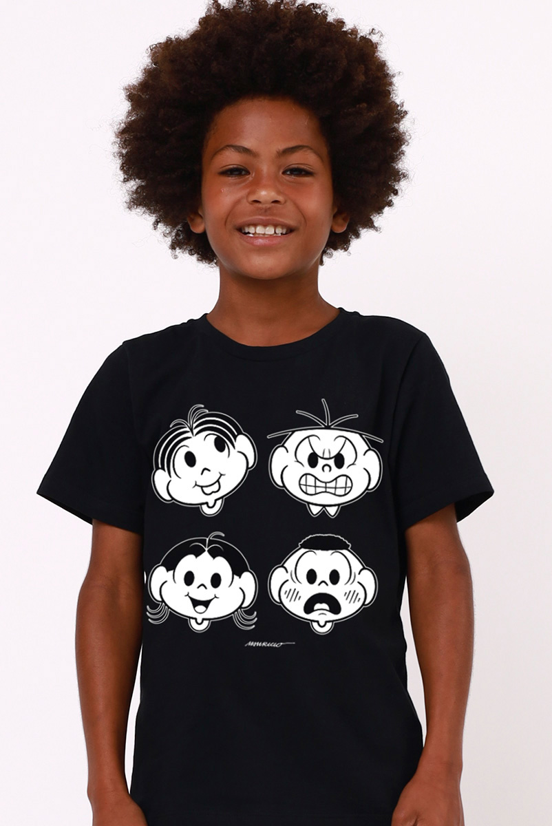 Camiseta Infantil Turma da Mônica Rostinhos