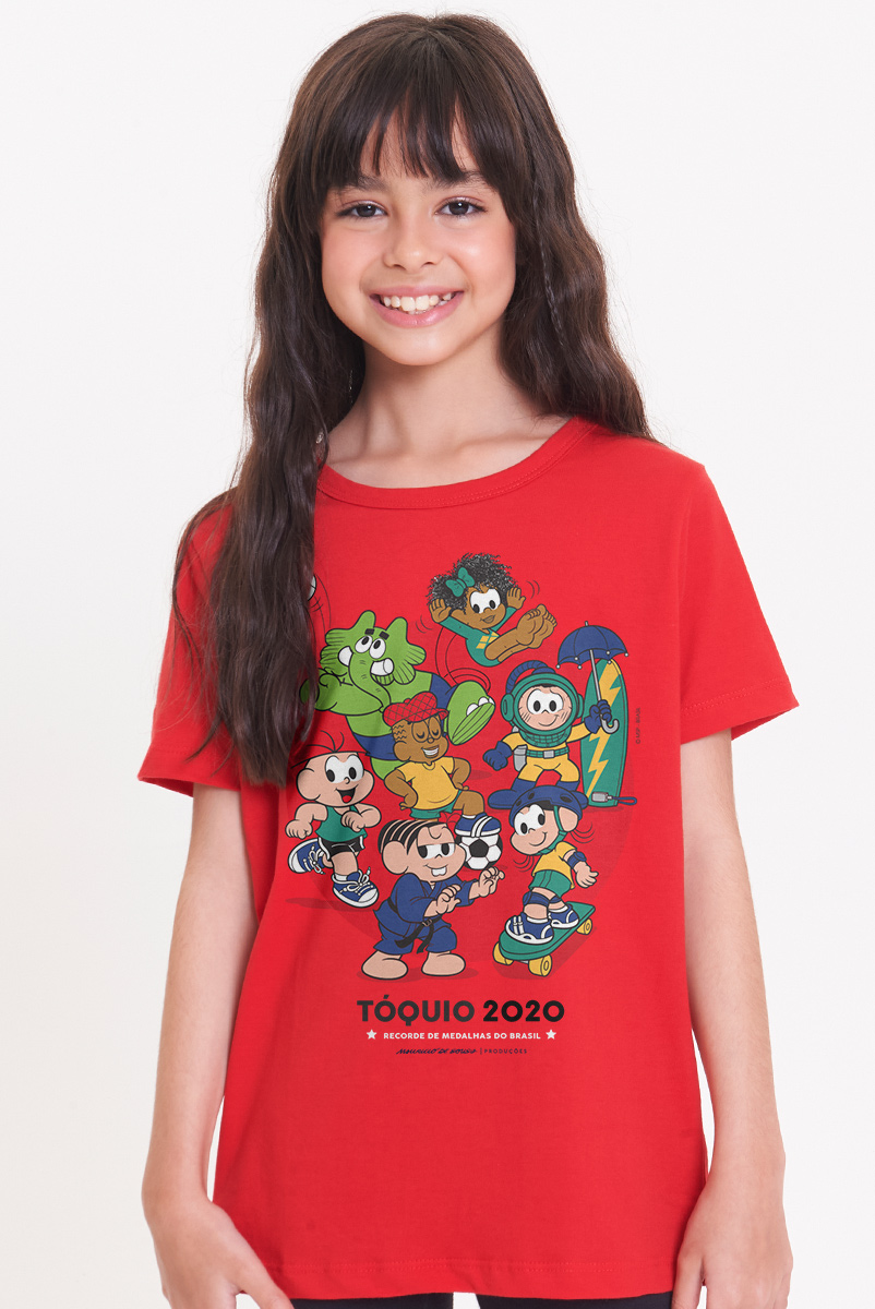 Camiseta Infantil Turma da Mônica Tóquio 2020