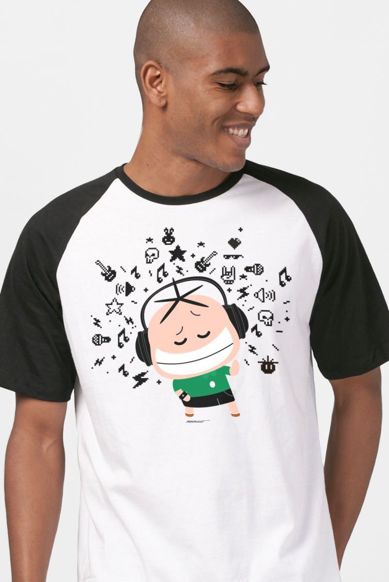 Camiseta Raglan Masculina Turma da Mônica Toy Nerd Pixel