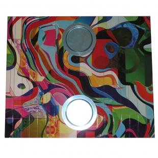 Esteira Estofado Estampada Com Porta Copo Colorido Abstrato Portal