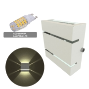 Arandela Luminária Slim Branca 2 Frisos Externa E Interna Mf103 + Lâmpada LED Halopin G9 5w - 6000k Branco Frio
