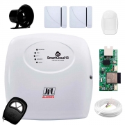 Central Alarme JFL SmartCloud 18 com 18 zonas + 2 Sensores Magnético Sem Fio + 1 Sensor de Alarme Infravermelho + Módulo Ethernet e Wi-Fi JFL ME-05 WB + Cabo 4 Vias 0,50mm 10m + Sirene