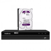 DVR Gravador de vídeo Intelbras 4 canais MHDX 1204 Detecção Inteligente de Movimento + HD Purple Western Digital 1TB